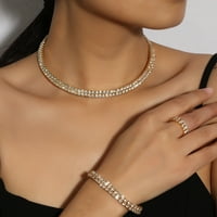 Kripyery Set Extension ogrlice ogrlice naušnice narukvica Podesivi više redova Potpuna ženska konzola za žene Choker ogrlica set Nakit