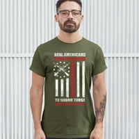 TEE Hunt Real Amerikanci stoje za zastavu majica Patriotskog veterana Muški čaj, vojni zeleni, 5x-veliki