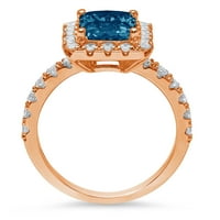 3. CT Sjajni smaragd Clear Simulirani dijamant 18k Rose Gold Halo Pasijans sa Accentima prsten sz 10.5