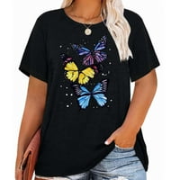 FIMKAUL ženske košulje Ljeto plus veličina kratkih rukava casual vrhovi okrugli vrat u majicama