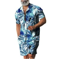YieVot muška odjeća za uklanjanje moda Havajska odjeća za plažu Print Gumb Shortdown Gumb Short rukav