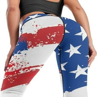 Američka zastava i slobode ženske joge hlače visoke struk temama za kontrolu trbuha Sportske pantalone