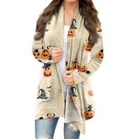 Kardigani LAMOGWEIGHT ženski pamuk zimski džemper Halloween tiskani kaputi plus veličina srednje dužine