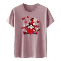 Valentinovo košulje za žene Trendy Y2K patuljac Print sa vratom kratkih rukava vruće ružičaste xxxl