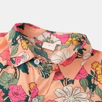 Muška modna ležerna majica Majica Velike veličine Lapel Dugme Skraćena rukava modna bluza Floral tiskana