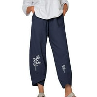Ženske pamučne posteljine Capri manžetne hlače Ljetna popusta na prodaju visoka elastična struka Tube
