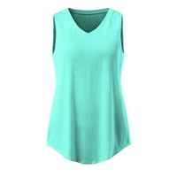 Ljetni usjevi za žene Žene Ljeto V izrez bez rukava bez rukava od punog boja na vrhu bluza majica mint