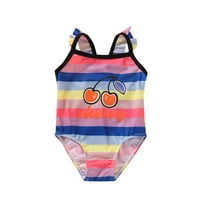 Penkiiy Toddler Kids Baby Girls Ljeto bez rukava Rainbow Ispišite jednodijelno kupaće kostimiranje 4-