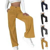 Ženske hlače za kolum Vintage High Squiste pantalone labave fit sa džepom široke nogu mornarice m