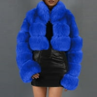 Cardigan za žene Ženske modne ženske dame toplo Furry Curry kaput jakna Zimska solidna V-izrez odjeća