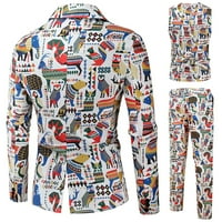 Muške haljine zabave Blazers Outfits Modni ispisani odijelo Jakna + prsluk + hlače setovi Clupwear