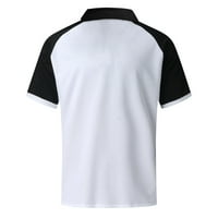 Muška ljetna casual majica kratki rukav isključite ovratnik čvrste patentne patentne patentne boje Polo majica PLLOVER bijeli xxl