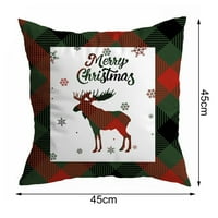 Božićni jastuk za meko dodiruju Xmas Element Plaid Design Skriveni patentni patentni paketi Kafe barovi