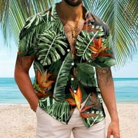 Muška modna bluza Top Tropic Style Print Hawaii Ljeto Okrenite košulju ogrlice Casual Short Spring Revel