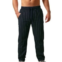 Elastični pojas muške hlače za čišćenje muškaraca modne čvrste ležerne pruge elastične struine pantalone