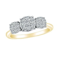 0. Carat okrugli oblik bijeli prirodni dijamantski prsten za udruženje klastera u 14K čvrstog žutog zlatnog zvona veličine 10