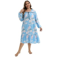 Ženska noćna rublja plus veličina Ležerna haljina na dugim rukavima Vintage Square Cvjetni izrez cvjetni