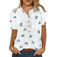 Vrhovi za žene kratki rukav ljetni modni casual trendi ispisani majica majica majica majice majice dame bluze