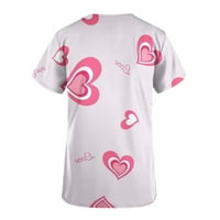 Kayannuo Print Nursing uniforme za žene čišćenje Ženska modna moda kratki rukav V-izrez Vrhovi radne uniforme Sretan tisak za Valentinovo s vrhovima džepnog bluza