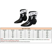 Tenmi Žene Mid Heel Boots Blokirajte zimske cipele šiljastom nožom Srednja klasa Povucite kravlje cipele