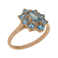 Britanci napravio 18k ružičarski zlatni prirodni plavi topaz ženski zaručni prsten - Opcije veličine