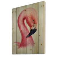 Art Demandart 'Portret ružičaste flamingo IV' seoske kuće ispis na prirodnom borovom šumu u.