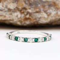 Pravi smaragdni poluvremeni prsten sa moissiteom za žene, srebrna srebra, SAD 13,00