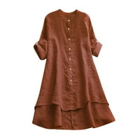 Fimkaul ženske košulje zimske jeseni dugih rukava casual vrhovi labavi posteljina Soild gumb dugačke bluze majice