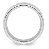 Bijeli sterling srebrni prsten za prstoplovni polirani polirani fantastični veličini 12
