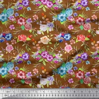 Lišće tkanina Soimoi Poly Georgette, & Rose cvjetna tiskana tkanina od dvorišta široko
