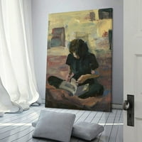 Moderna slika uljana postera žena koja sjedi na tlu Čitanje knjige Art Prints zidni dekor platneni slikarski