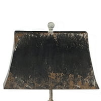 Stolna svjetiljka sa isklesanim drvenim okvirom, gvožđe antiknom crnom, rustikalnom bijelom - Saltoro