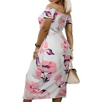 Paille žene maxi haljine cvjetne tiskane večernje haljine kratki rukav duga haljina havajska zabava