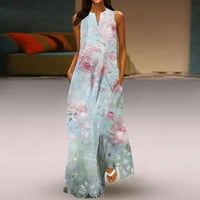 Ljetne haljine za žene Himeway Ženska nova proljetna i ljetna moda Klasična boja V-izrez Tiskanje bez