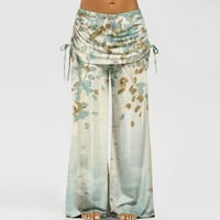 Owordtank Print Casual široke hlače za noge za žene elastični struk joga pantalona