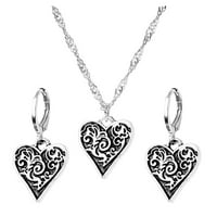 Ogrlica za žene personalizirane evropske set ljubavi u nevoljenim metalnim naušnicama u obliku srca