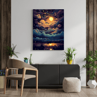 Nebeska zračenja - nebeski mjesec čarobne platnena zidna umjetnost