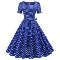 Žene Vintage 50s 1950S haljina Kvadratna vrata A-line haljina Polka Dot Print Rockabilly Swing večernje