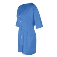 Haljine za žene V-izrez casual print casual haljina plavi xxl