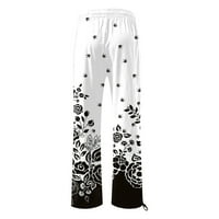 Hanas Womens Ljeto New Fashion Print Business Hlače, Modne hlače za široke noge gube pantalone sa džepovima