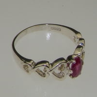 Britanci izrađeni sterling srebrni prirodni rubin ženski Prsten za pasijans - Opcije veličine - Veličina 6,75
