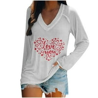 Žene prevelike majice Valentine Lagani V-izrez Print Dugim rukavima pulover za žene za žene