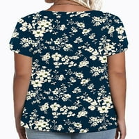 Ženska majica Cvjetni print ljetne t košulje Plus veličine vrhova Baggy Tee pulover plaže Plava l