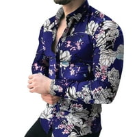 Muška bluza Ležerne košulja za cvijeće Dugme s dugim rukavima Ovratnik na vrhu majica za blube