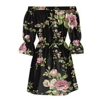 Tobchonp casual haljine Ljetni modni cvjetni print ženski odjeća za rezanje ruffle rukave A-line mini