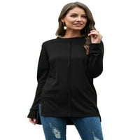 Gomelly Women majica CREW Crt majica Torba za vreće Basic Radne pulover Pulover Tipke boje crni xxl