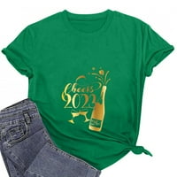 Ljetna košulja za ženske ležerne majice Crewneck kratki rukav Ispis zelenog l