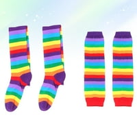 HEMOTON Rainbow trake rukavice Socks Podesite tople noge čarape rukavice šarene bedro velike čarape za žene djevojke kostimi