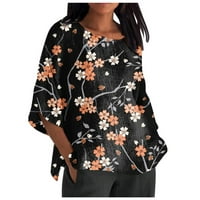 Apepal ženska ležerna cvjetna bluza Batwing rukava labava majica Boho crew bočna strana podijeljena