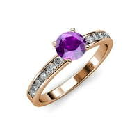 Amethyst i dijamantni zaručnički prsten 1. Carat TW u 14K ružičastog zlata.Size 6.0